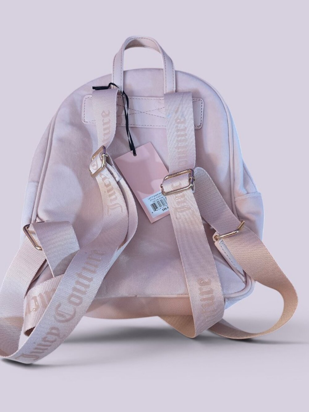 Juicy Couture Pink Velour Rhinestone Mini Backpack Y2K Coquette Charm Bag image 4